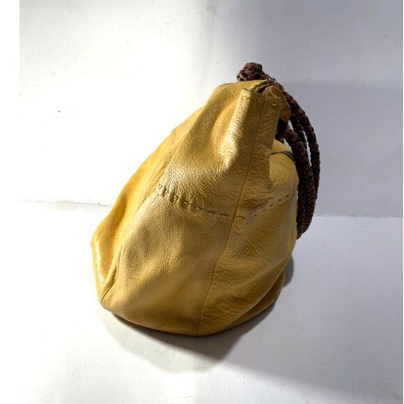 The Sack  genuine leather shoulder Bag indio yellow boho Slouch large tote women - Picture 5 of 8